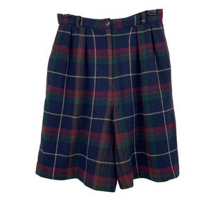 Susan Bristol Plaid Wool Blend Pleated Shorts Size 6 Lined Vintage Style